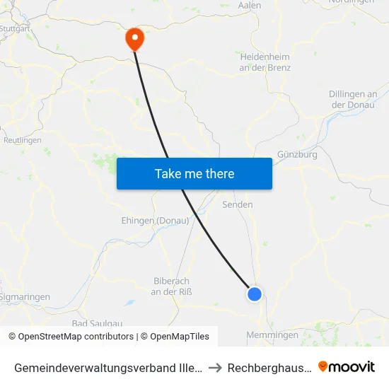 Gemeindeverwaltungsverband Illertal to Rechberghausen map