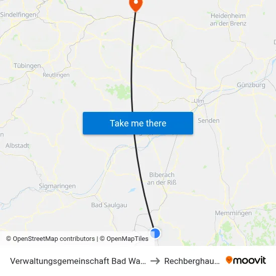 Verwaltungsgemeinschaft Bad Waldsee to Rechberghausen map