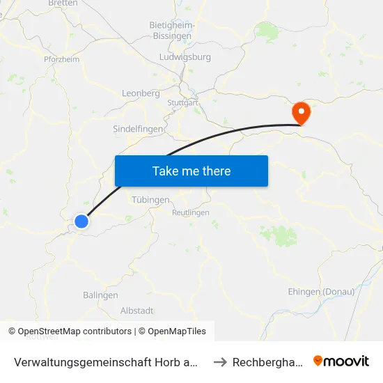 Verwaltungsgemeinschaft Horb am Neckar to Rechberghausen map