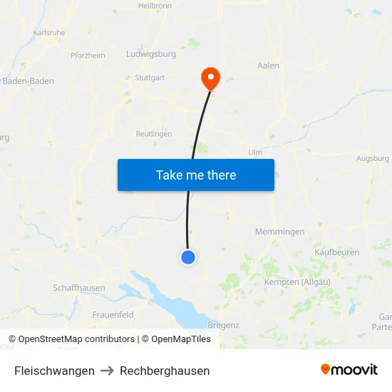 Fleischwangen to Rechberghausen map