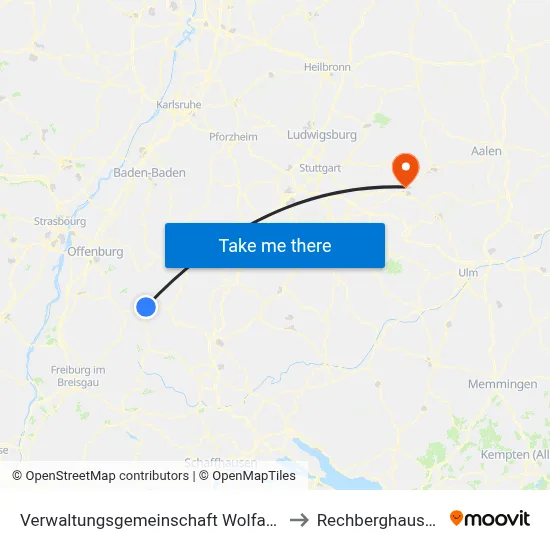 Verwaltungsgemeinschaft Wolfach to Rechberghausen map