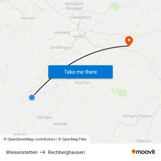 Wiesenstetten to Rechberghausen map