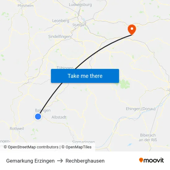 Gemarkung Erzingen to Rechberghausen map