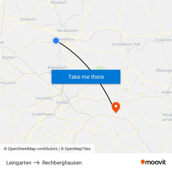 Leingarten to Rechberghausen map