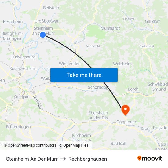 Steinheim An Der Murr to Rechberghausen map