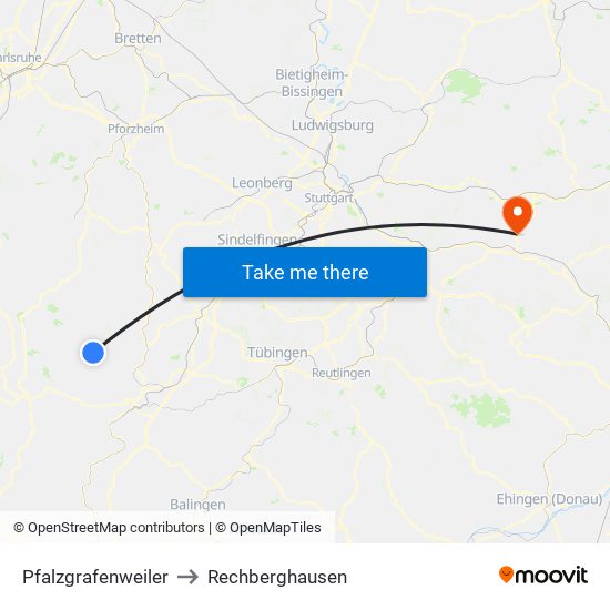 Pfalzgrafenweiler to Rechberghausen map