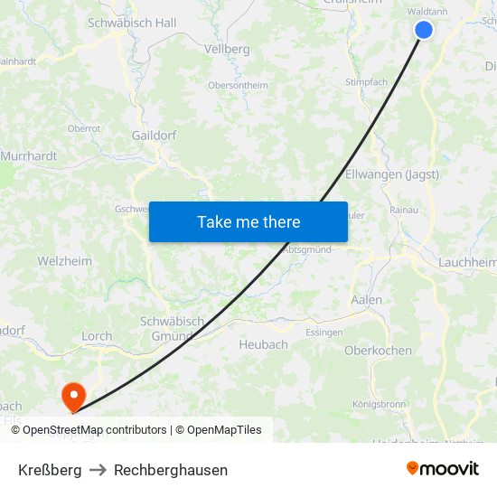 Kreßberg to Rechberghausen map