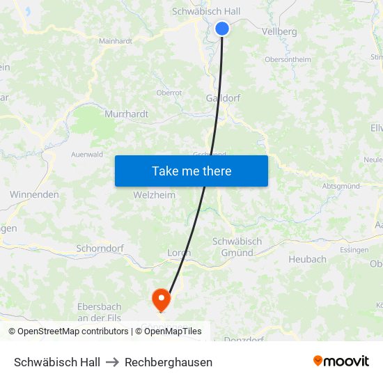 Schwäbisch Hall to Rechberghausen map