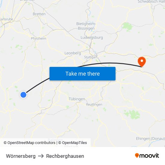 Wörnersberg to Rechberghausen map