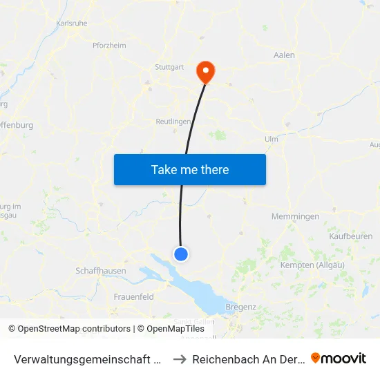 Verwaltungsgemeinschaft Salem to Reichenbach An Der Fils map