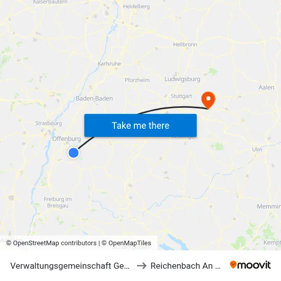 Verwaltungsgemeinschaft Gengenbach to Reichenbach An Der Fils map