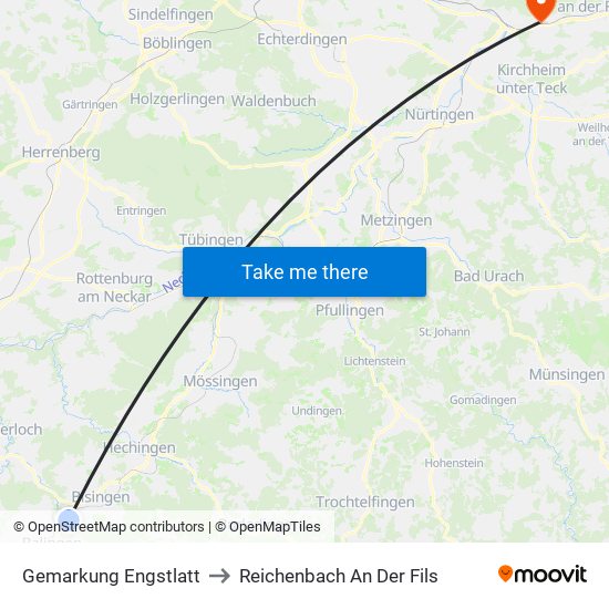 Gemarkung Engstlatt to Reichenbach An Der Fils map