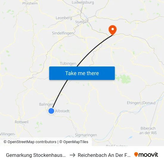 Gemarkung Stockenhausen to Reichenbach An Der Fils map