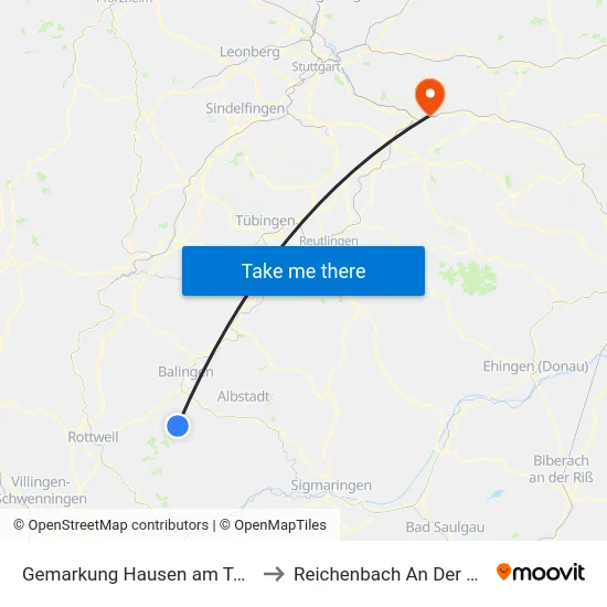 Gemarkung Hausen am Tann to Reichenbach An Der Fils map