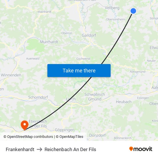 Frankenhardt to Reichenbach An Der Fils map