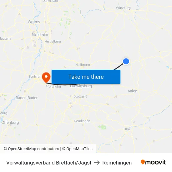 Verwaltungsverband Brettach/Jagst to Remchingen map