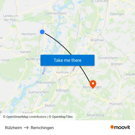 Rülzheim to Remchingen map