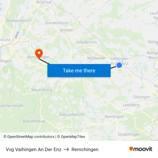 Vvg Vaihingen An Der Enz to Remchingen map
