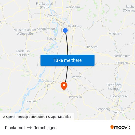 Plankstadt to Remchingen map
