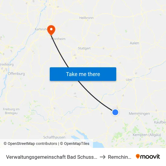 Verwaltungsgemeinschaft Bad Schussenried to Remchingen map