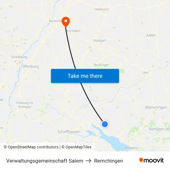 Verwaltungsgemeinschaft Salem to Remchingen map