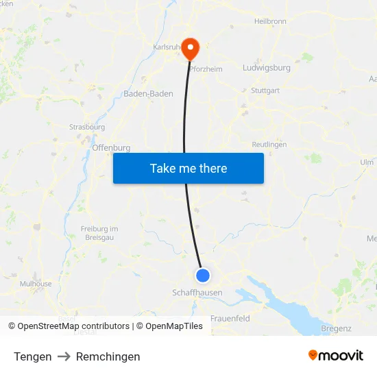 Tengen to Remchingen map