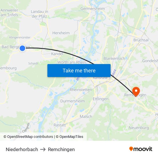 Niederhorbach to Remchingen map