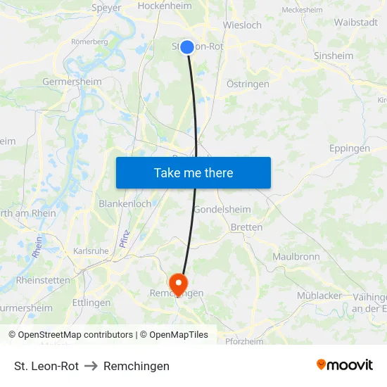 St. Leon-Rot to Remchingen map