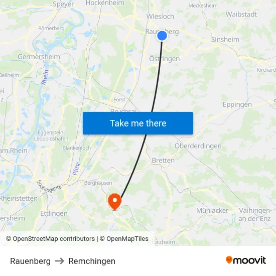 Rauenberg to Remchingen map