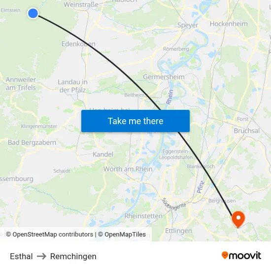 Esthal to Remchingen map