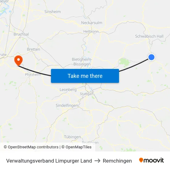 Verwaltungsverband Limpurger Land to Remchingen map