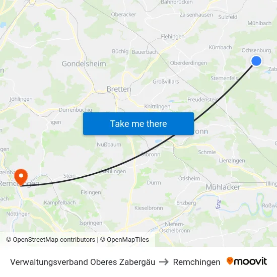 Verwaltungsverband Oberes Zabergäu to Remchingen map