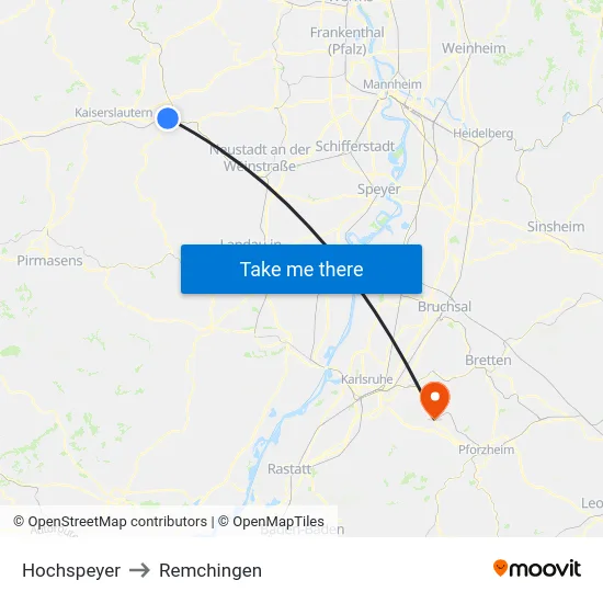 Hochspeyer to Remchingen map
