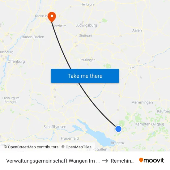 Verwaltungsgemeinschaft Wangen Im Allgäu to Remchingen map