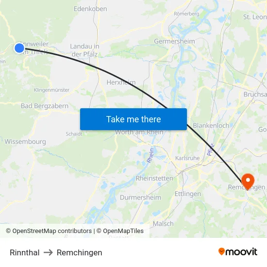Rinnthal to Remchingen map
