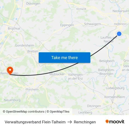 Verwaltungsverband Flein-Talheim to Remchingen map