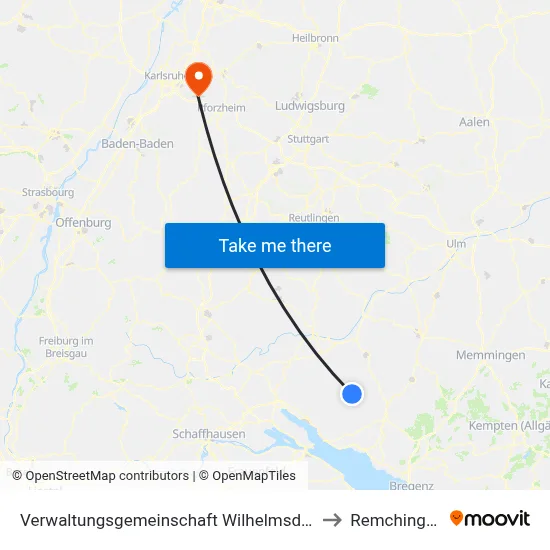 Verwaltungsgemeinschaft Wilhelmsdorf to Remchingen map