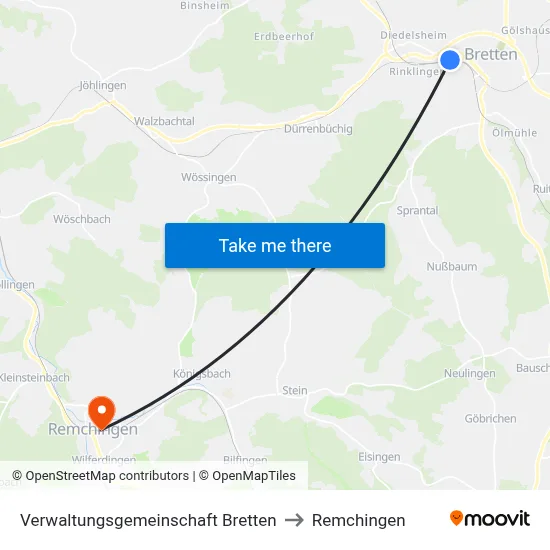 Verwaltungsgemeinschaft Bretten to Remchingen map