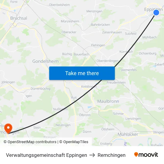 Verwaltungsgemeinschaft Eppingen to Remchingen map