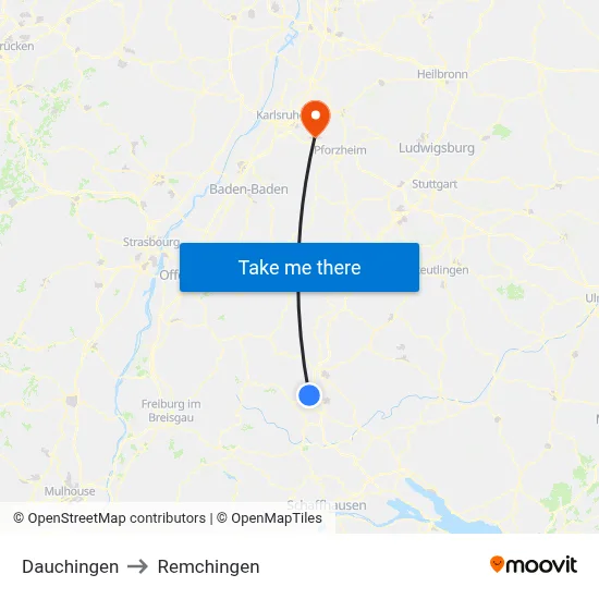 Dauchingen to Remchingen map