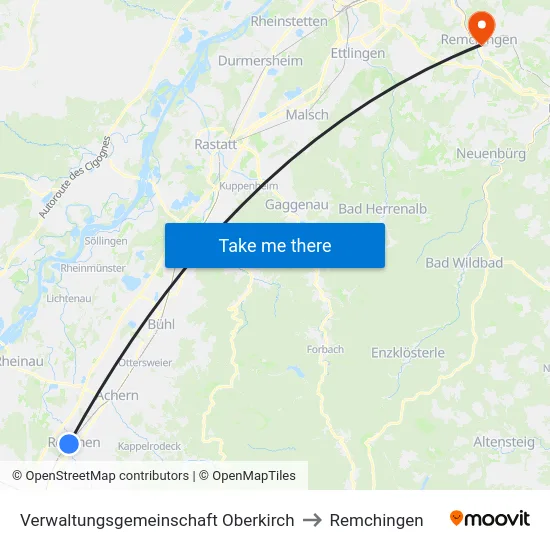 Verwaltungsgemeinschaft Oberkirch to Remchingen map