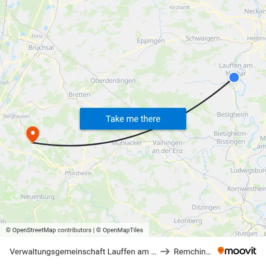 Verwaltungsgemeinschaft Lauffen am Neckar to Remchingen map