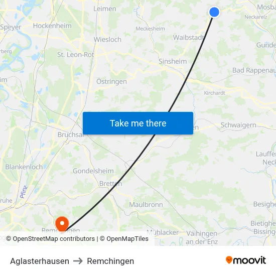 Aglasterhausen to Remchingen map