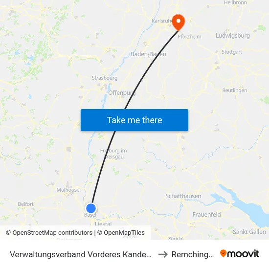 Verwaltungsverband Vorderes Kandertal to Remchingen map