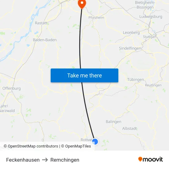Feckenhausen to Remchingen map