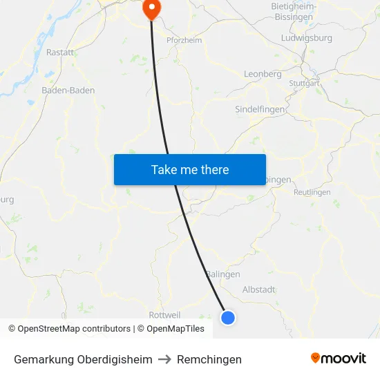 Gemarkung Oberdigisheim to Remchingen map