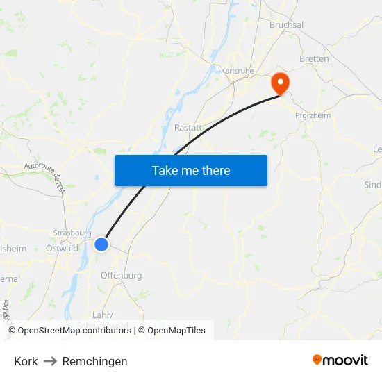 Kork to Remchingen map