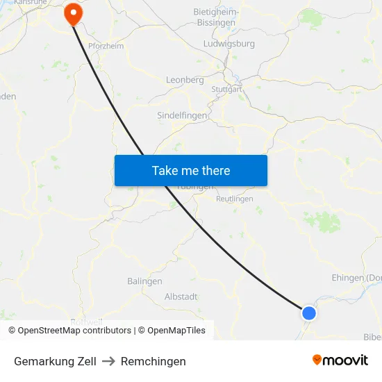 Gemarkung Zell to Remchingen map