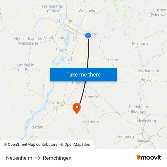 Neuenheim to Remchingen map
