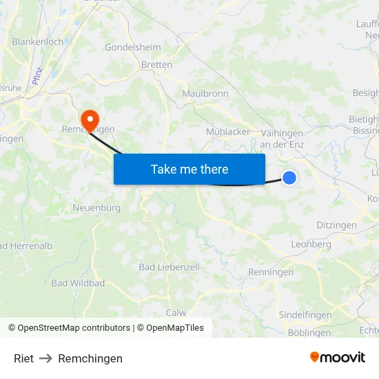 Riet to Remchingen map